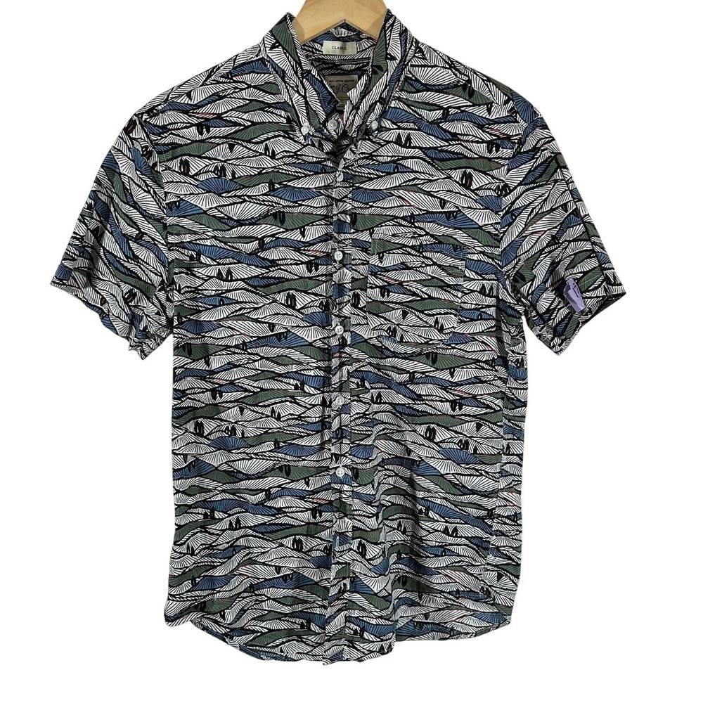 J. CREW Men's‎ Small Cream Penguin Printed Button-Up Long Sleeve Shirt